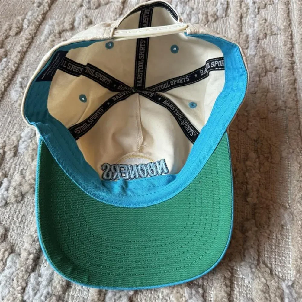 Barstool Sports High Noon Nooners Hat Cream Blue Snapback Cap Trucker Retro